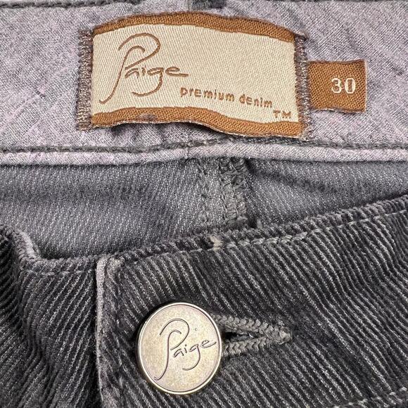 Paige Laurel Canyon Charcoal Gray Low Rise Flare Corduroy Jeans Pants Size 30 - Picture 4 of 11